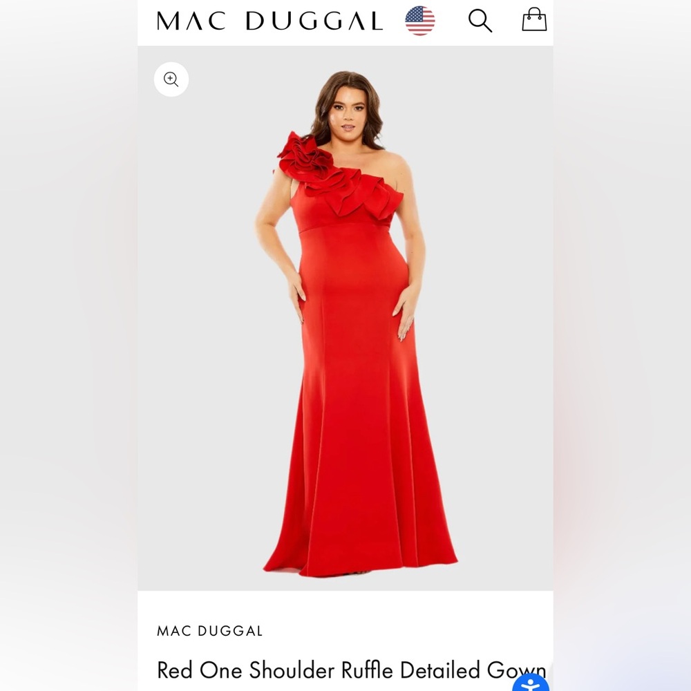 Mac Duggal Red One Shoulder Gown
